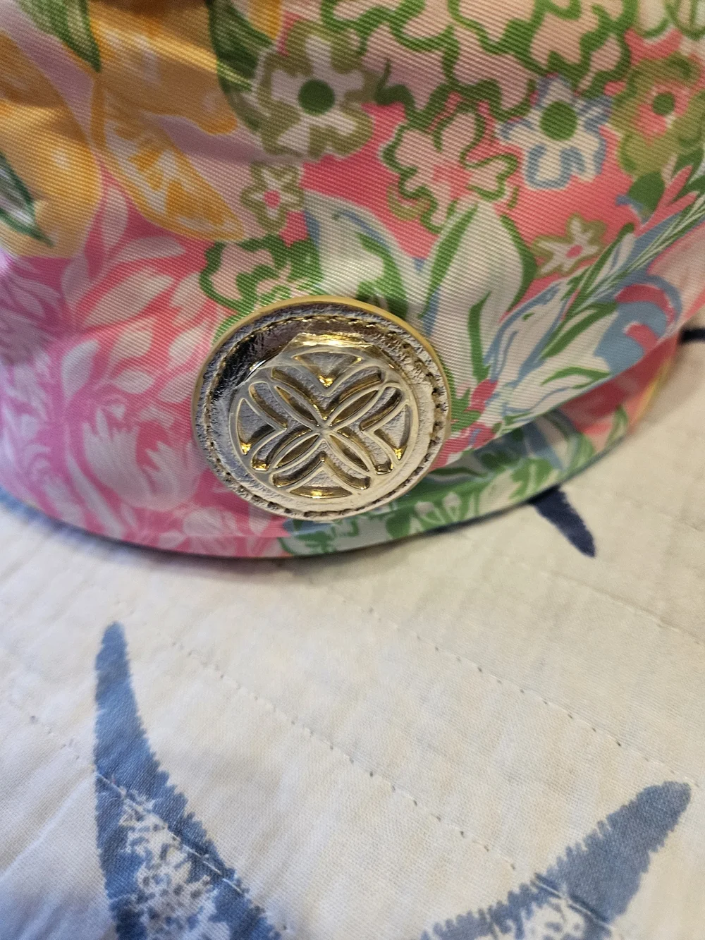 Lilly Pulitzer Pastel Pink & Green Floral Cosmetic Case with Gold Accents
